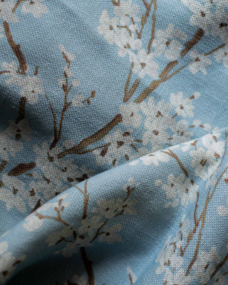 Cherry Blossom Turquoise Linen