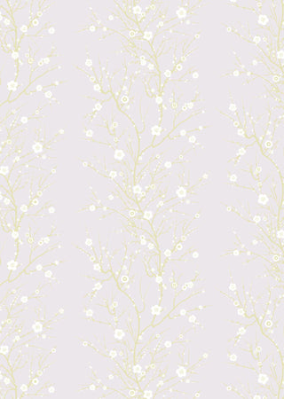 Blossom Branch White & Gold on Dusky Pink