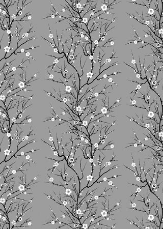 Blossom Branch White & Black on Warm Grey