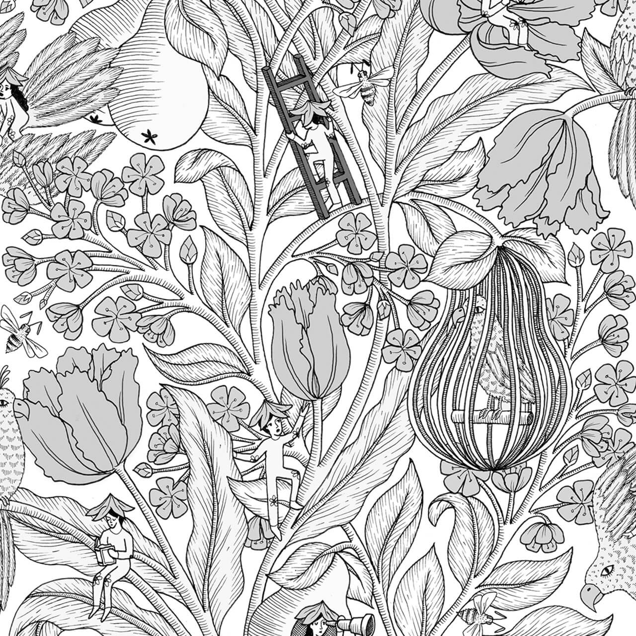Neo-Belle-Epoque Off Off-White by Coordonné, wallpaper
