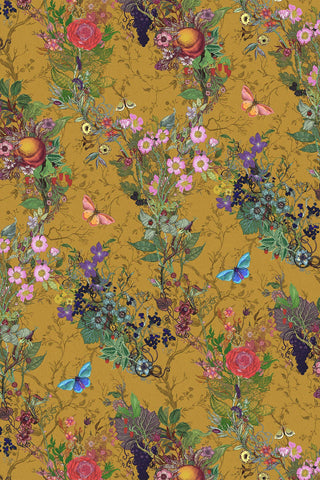 Bloomsbury Garden Cotton Linen Mustard by Timorous Beasties