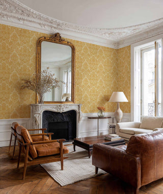 Venetian Damask Mustard by Coordonné, wallpaper