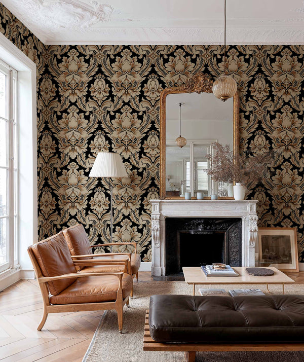 Venetian Damask Onyx by Coordonné, wallpaper