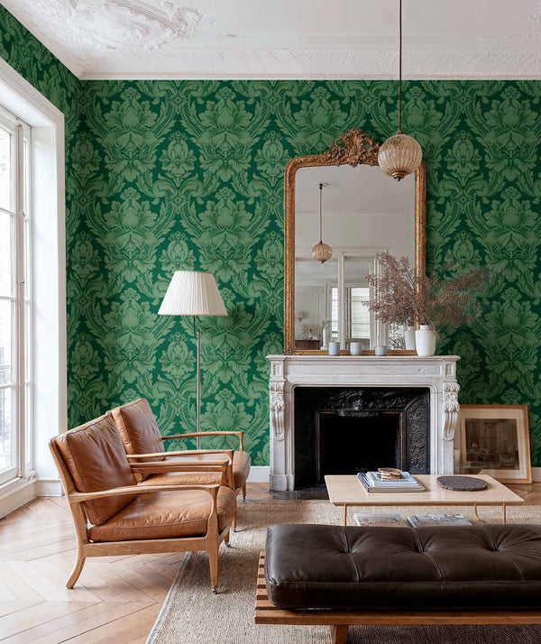 Venetian Damask Emerald by Coordonné, wallpaper