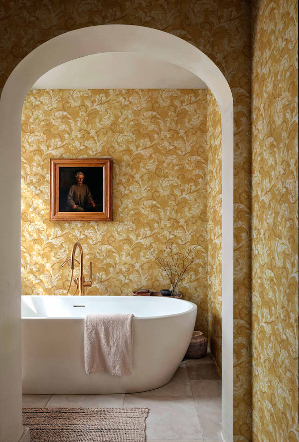 Byzantine Damask Mustard by Coordonné, wallpaper