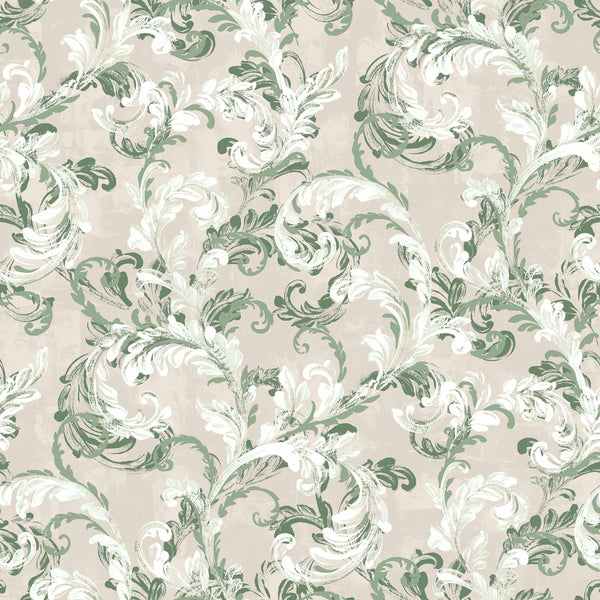 Byzantine Damask Sage by Coordonné, wallpaper