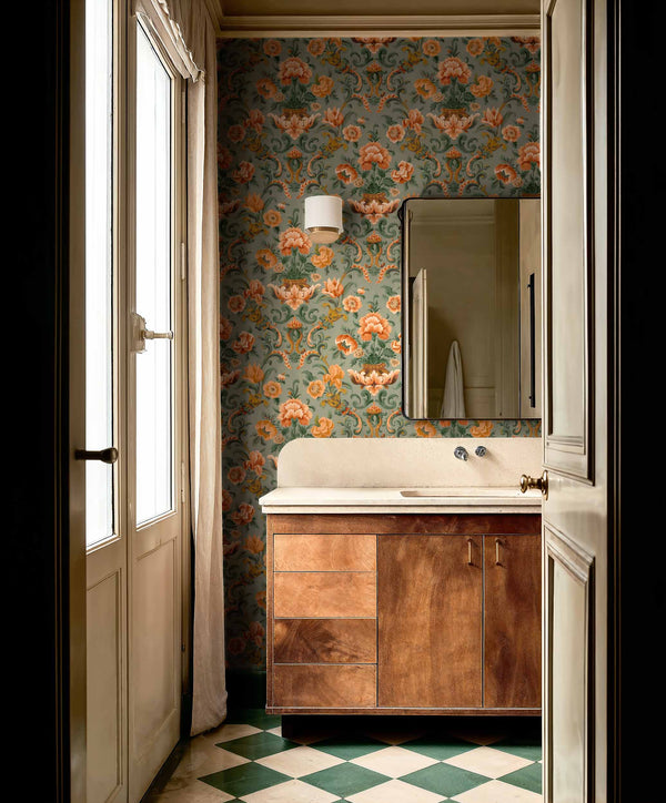 Aranjuez Damask Sage by Coordonné, wallpaper