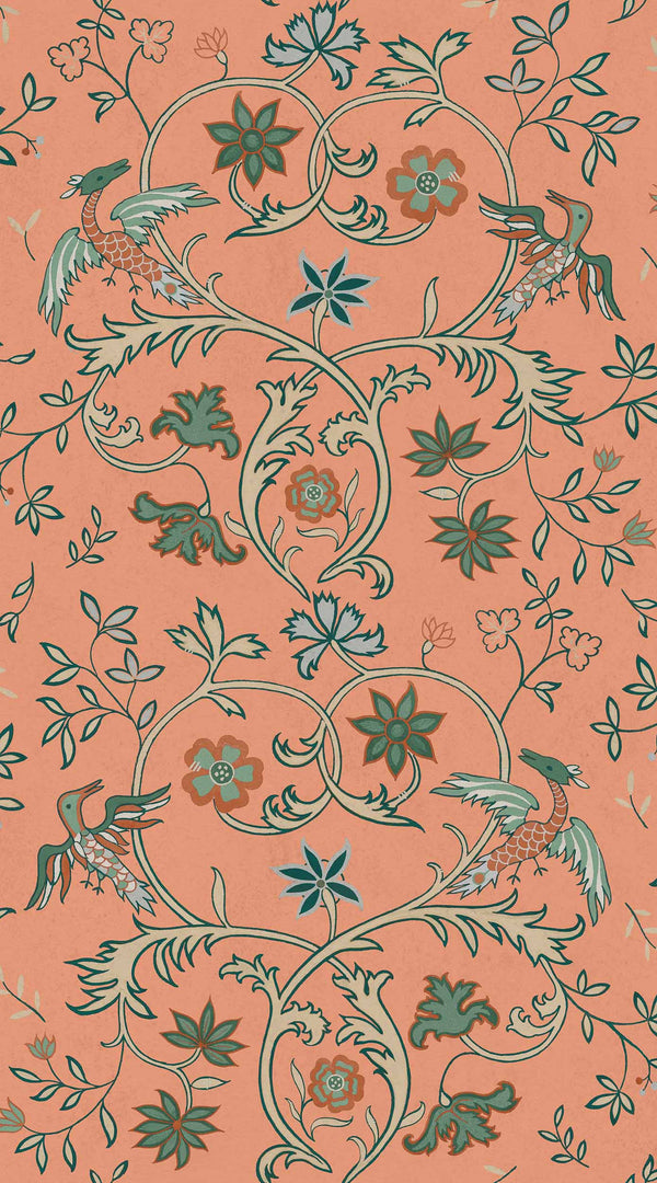 Antwerp Damask Peach by Coordonné, wallpaper