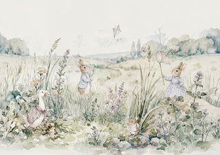 Bunnies Indigo wallpaper by Coordonné