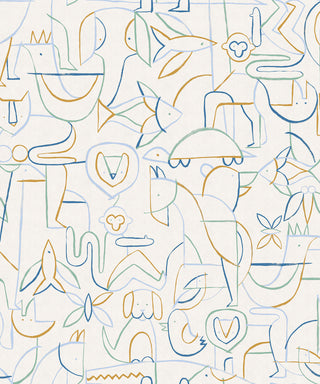 Animalia Indigo wallpaper by Coordonné