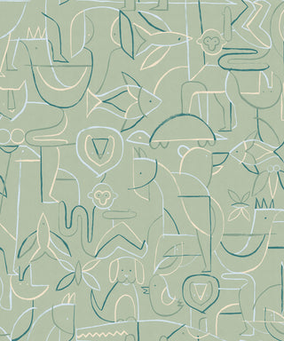 Animalia Emerald wallpaper by Coordonné