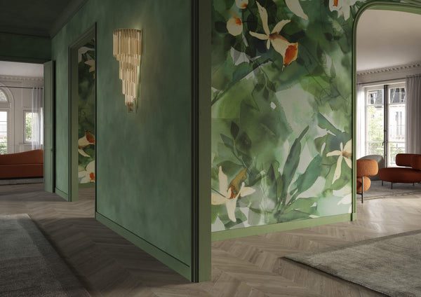 Daffodil Dream Light Grey by Glamora, wallpaper mural