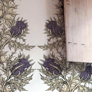 Grand Thistle Gold & Purple On Grey