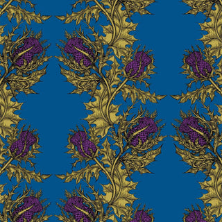 Grand Thistle Gold & Purple On Dark Blue