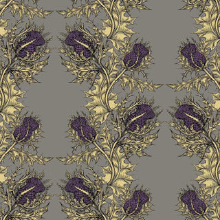 Grand Thistle Gold & Purple On Grey