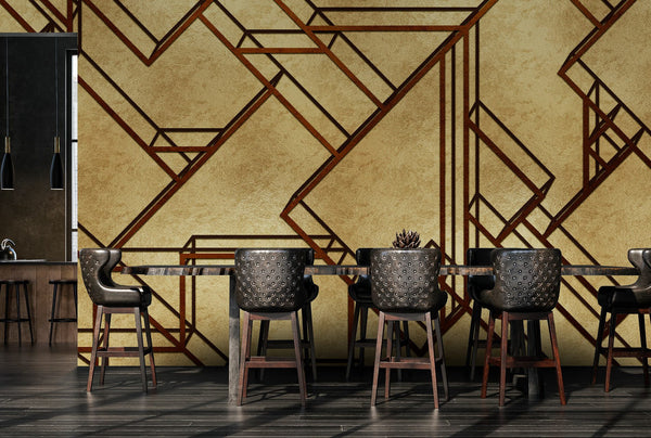 L-Geometric Gold by Coordonné, wallpaper mural