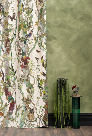 Indie Wood Cotton Linen Fabric Bone by Timorous Beasties