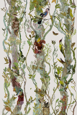 Indie Wood Cotton Linen Fabric Bone by Timorous Beasties