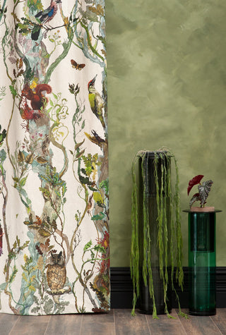 Indie Wood Cotton Linen Fabric Bone by Timorous Beasties
