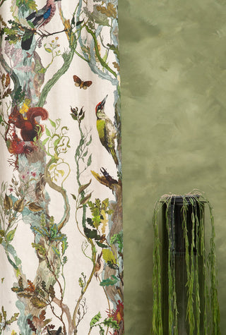 Indie Wood Cotton Linen Fabric Bone by Timorous Beasties