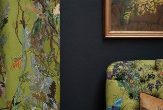 Indie Wood Cotton Linen Fabric Lime by Timorous Beasties
