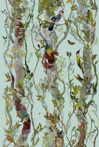 Indie Wood Cotton Linen Fabric Mint by Timorous Beasties