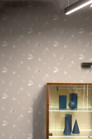 Insect - Hand Printed Beige & White on Stone