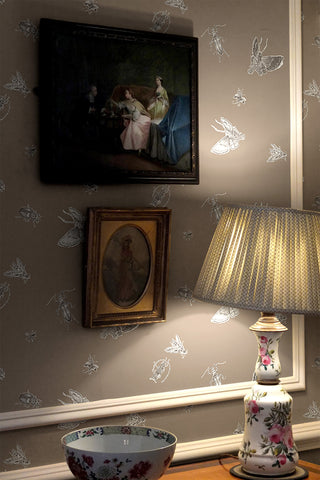 Insect - Hand Printed Beige & White on Stone