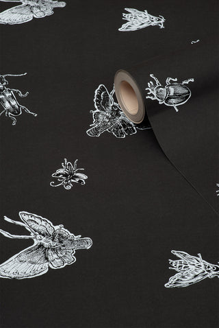 Insect - Hand Printed White & Black on Black