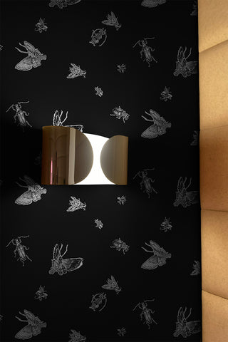 Insect - Hand Printed White & Black on Black