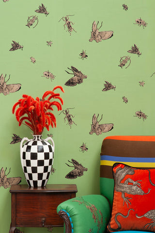 Insect - Hand Printed Gold & Black on Kingsburgh