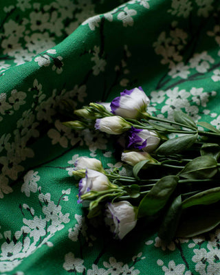 Cherry Blossom Emerald Linen