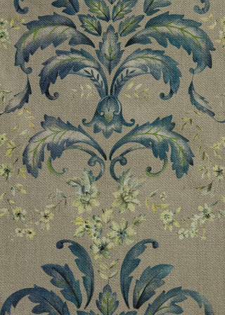 French Damask Cotton Sapphire by Coordonné, fabric